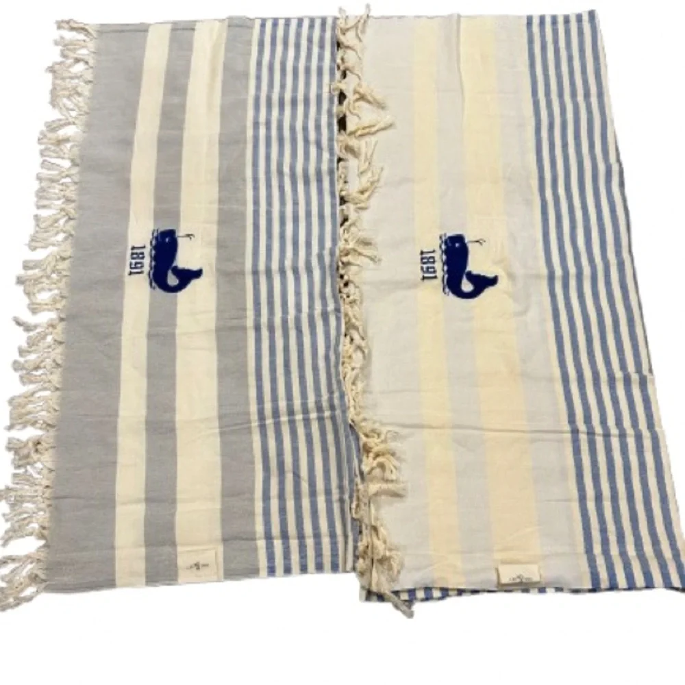 Home & Loft 100%Turkish Cotton Towels Shawls Nautical Coastal Preppy Beach Whale